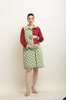 Merry Polka Printed Red-Green Shirt Dress momzjoy.com