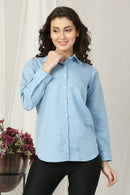 Women Pale Blue Shirt (100% Cotton) momzjoy.com
