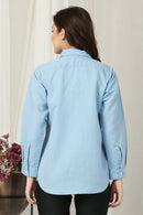 Women Pale Blue Shirt (100% Cotton) momzjoy.com