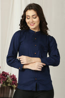 Women French Navy Enrich Shirt (100% Cotton) momzjoy.com