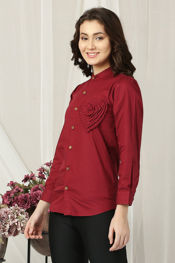 Women Maghony Embellished Shirt (100% Cotton) momzjoy.com