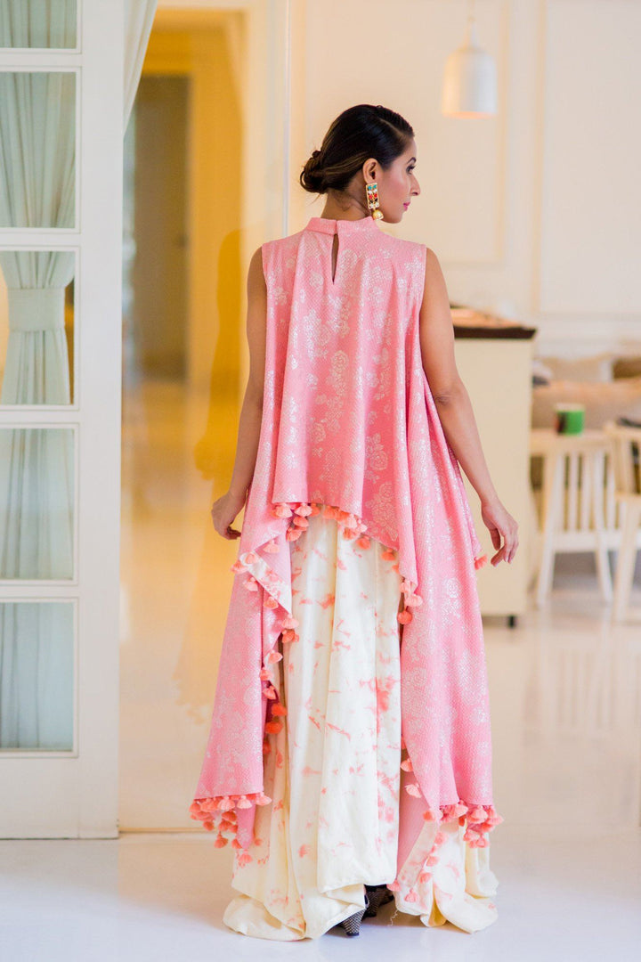 Pink Shimmer 2-Sided Designer Maternity Cape & Off White Bomb Dye Skirt (MADE TO ORDER) - MOMZJOY.COM