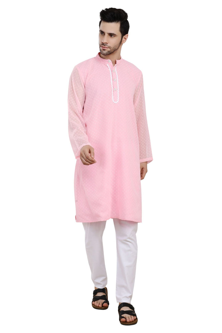 Men Classic Lavish Pink Kurta MOMZJOY.COM