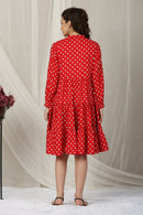 Timeless Red Polka Maternity & Nursing Layered Dress MOMZJOY.COM