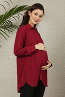 Classic Maroon Maternity & Nursing Shirt momzjoy.com