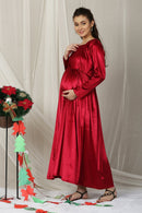 Glory Rose Pink Maternity & Nursing Velvet Dress MOMZJOY.COM