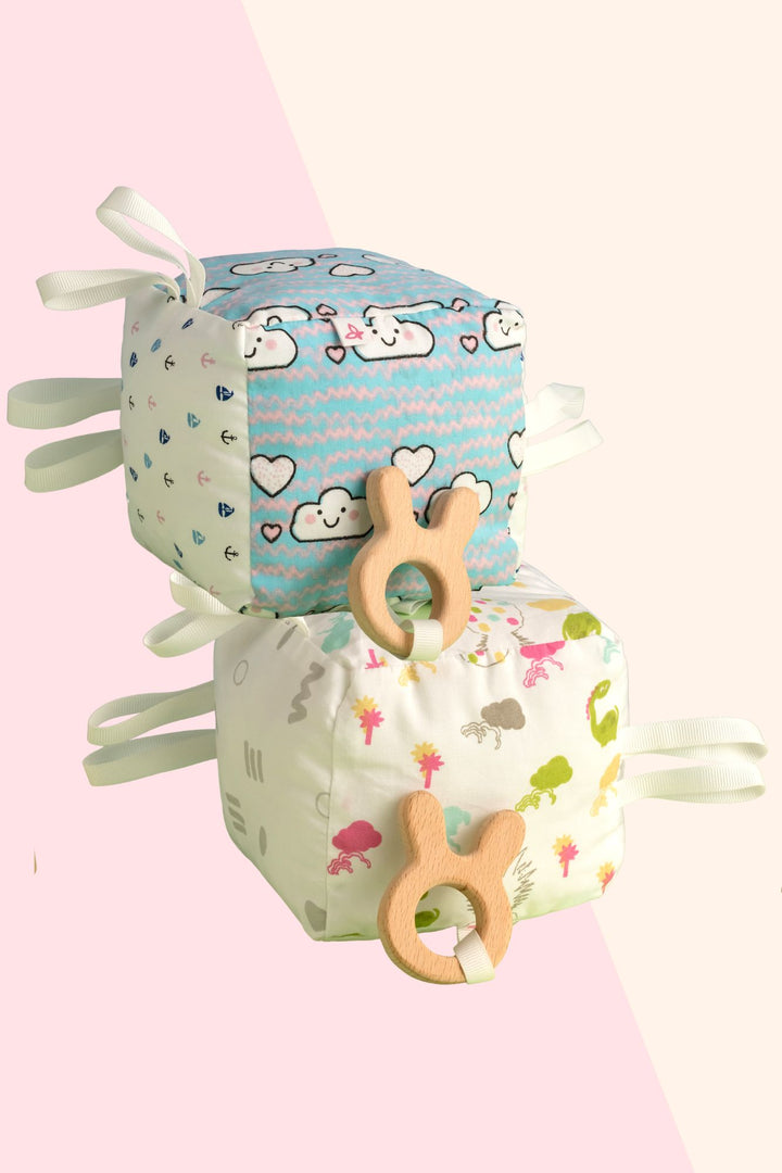 Dino Cloudy Duo- Teething Cube (Set of 2) MOMZJOY.COM