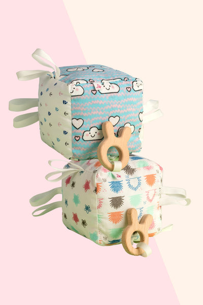 Starry Cloudy Duo- Teething Cube (Set of 2) MOMZJOY.COM