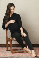 Ebony Gathered Maternity & Nursing Wrap Top momzjoy.com