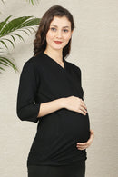 Ebony Gathered Maternity & Nursing Wrap Top momzjoy.com