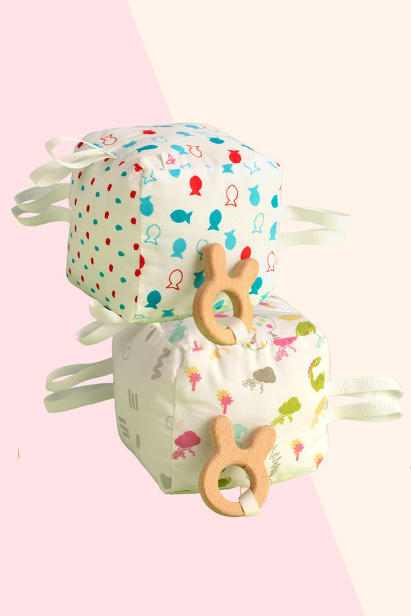 Fishy Dino Duo- Teething Cube (Set of 2) MOMZJOY.COM