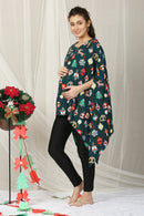 Cute Christmas Party Printed Maternity Poncho Top MOMZJOY.COM