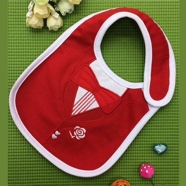 Red Bow Tie Rose Adjustable Baby Meal Bib (0-3 yrs)
