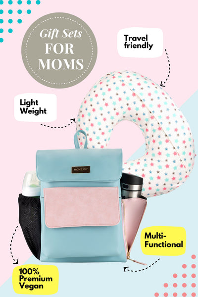 Gift Sets For Moms - Blue & Pink Diaper Bag & Feeding Pillow (Set of 2) MOMZJOY.COM