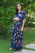 Serene Navy Blossom Maternity & Nursing Wrap Dress momzjoy.com