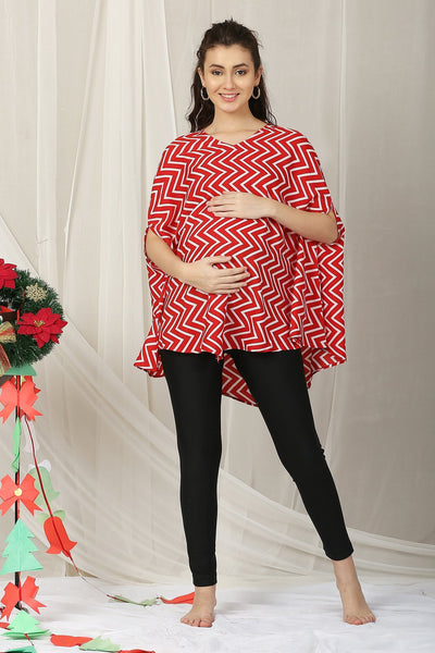 Cheery Rose Red Maternity Poncho Top MOMZJOY.COM
