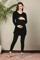 Maternity Ruched Tops - Black & White Twin Pack MOMZJOY.COM