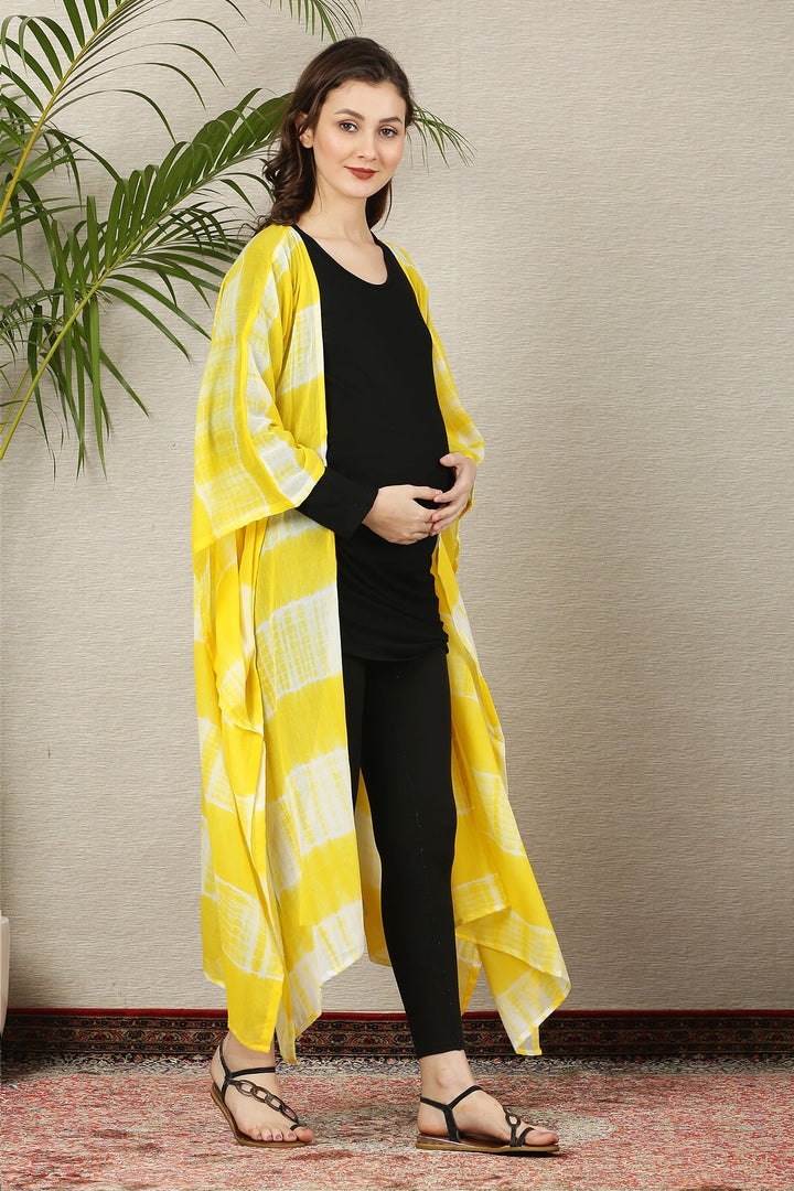 Yellow Tie & Dye Cascading Maternity Cover Up (100% Cotton) momzjoy.com