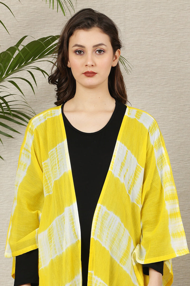 Yellow Tie & Dye Cascading Maternity Cover Up (100% Cotton) momzjoy.com