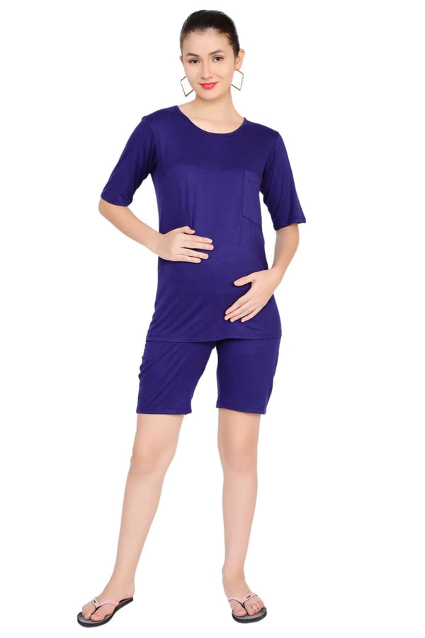 Navy Blue Cycling Short Maternity Coord Set (2 pc) momzjoy.com