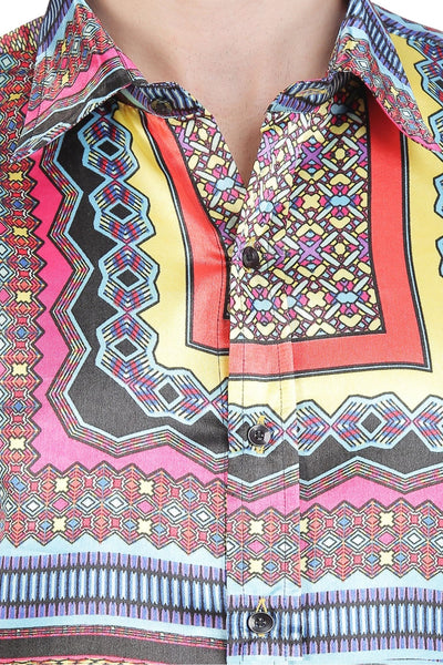 Men Royal Colorful Silk Shirt MOMZJOY.COM