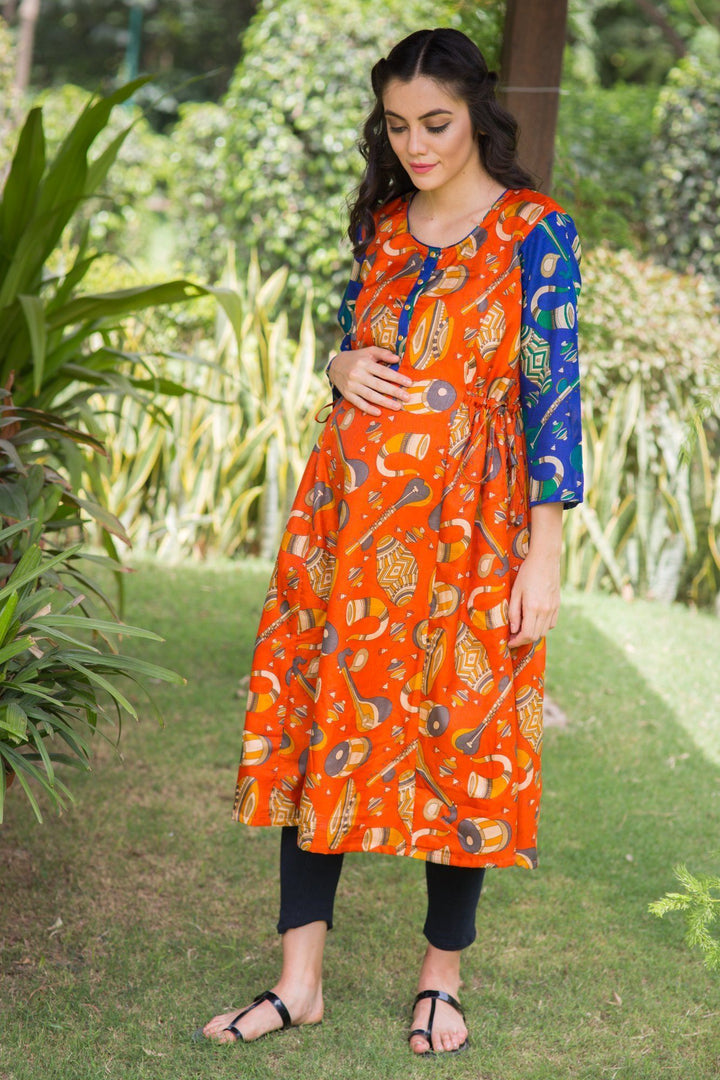 Mystical Manipuri Silk Maternity & Nursing Kurta momzjoy.com