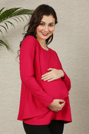 Rose Red Maternity & Nursing Flap Dress momzjoy.com