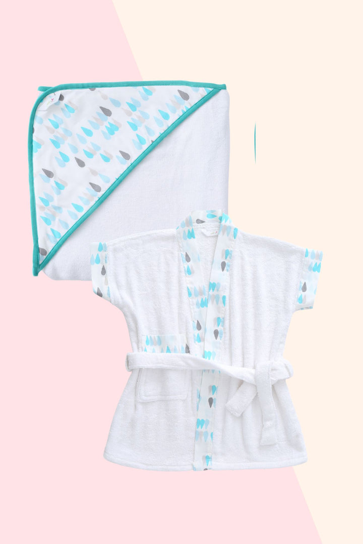 Raindrops - Towel & Robe Bath Kit (Set of 2) MOMZJOY.COM