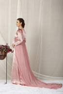 Luxe Sage Pink Trail Maternity Photoshoot Gown momzjoy.com