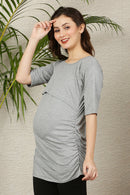 Maternity & Nursing Lift Up Tops - Black & Grey Twin Pack MOMZJOY.COM