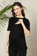 Maternity & Nursing Lift Up Tops - Black & Grey Twin Pack MOMZJOY.COM