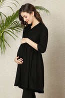 Winsome Black Maternity & Nursing Wrap Top momzjoy.com