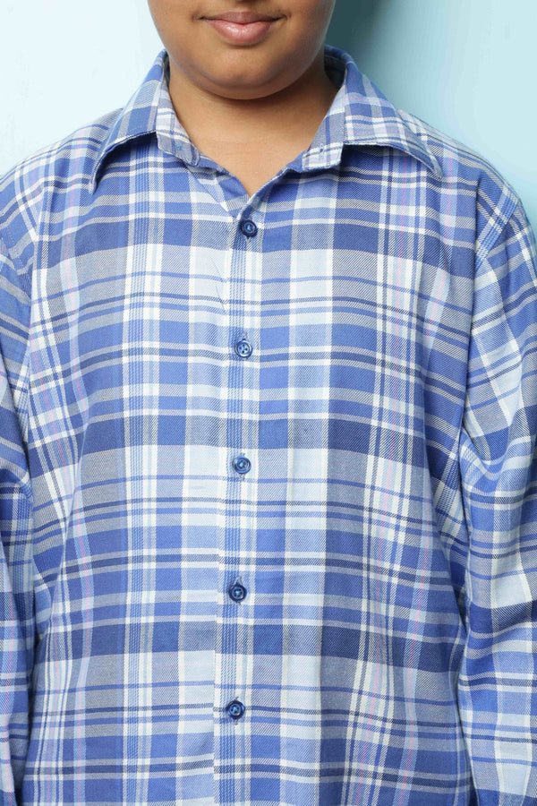 Pretty Blue Check Shirt (8 yr to 10 years) MOMZJOY.COM