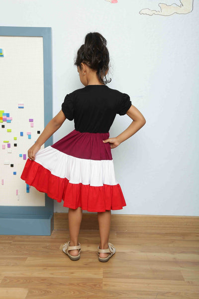 Swing Black Red Layered Frock MOMZJOY.COM