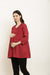 Rosy Red Polka Maternity & Nursing Pintucks Crepe Top MOMZJOY.COM