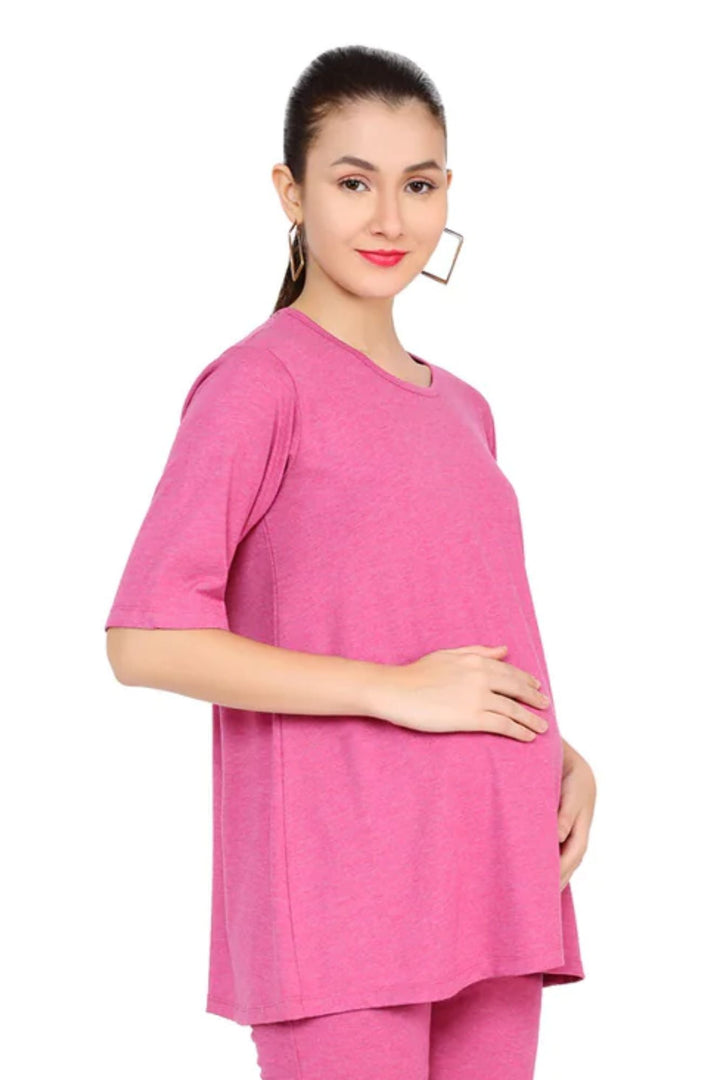 Candy Pink Maternity Top MOMZJOY.COM