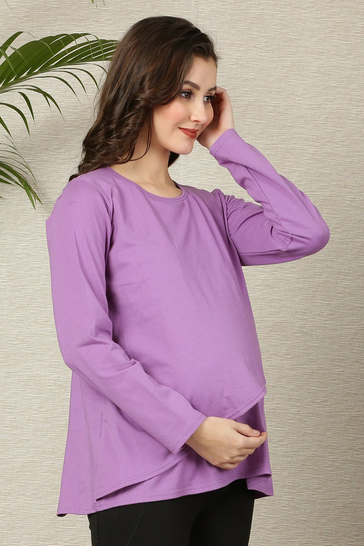 Maternity & Nursing Tops - Lilac & Teal Green Twin Pack MOMZJOY.COM