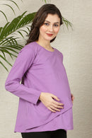 Lavender Maternity & Nursing Flap Top momzjoy.com