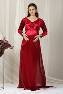 Luxe Adorable Cherry Red Trail Maternity Photoshoot Gown momzjoy.com