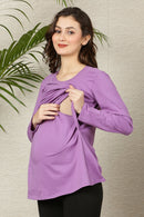 Lavender Maternity & Nursing Flap Top momzjoy.com