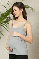 Cozy Ash Grey Maternity & Nursing Camisole momzjoy.com