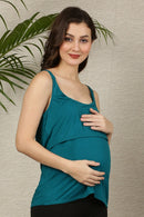 Comfy Teal Green Maternity & Nursing Camisole momzjoy.com