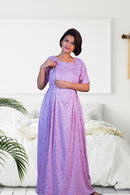 Pink Chime Maternity & Nursing Dress / Delivery Gown/ Night Dress + Matching Swaddle Set Of 2 MOMZJOY.COM