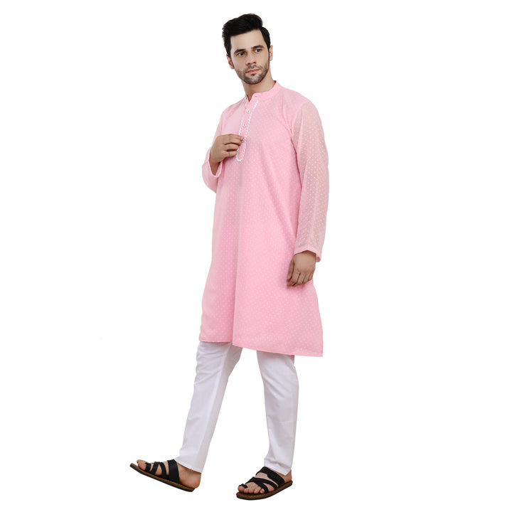 Men Classic Lavish Pink Kurta MOMZJOY.COM