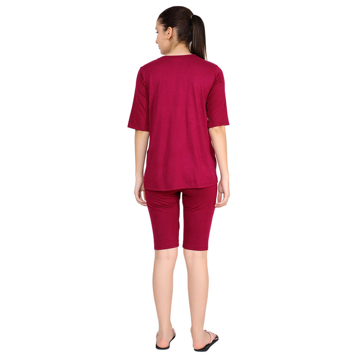 Burgundy Biker Maternity Top + Bump Band Bottom Coord Set (2 pc) momzjoy.com