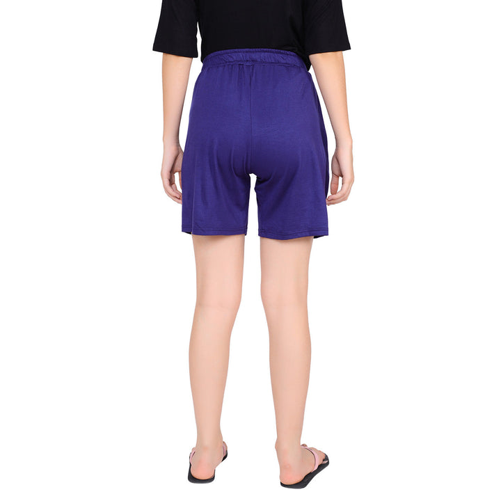 Cozy Navy Blue Over Bump Stretchable Maternity Shorts momzjoy.com