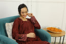 Luxe Classy Chanderi Coco Maternity & Nursing Kurta + Bump Band Bottom + Dupatta (3 Pc) momzjoy.com