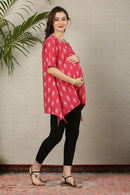 Classic Hot Pink Ikat Maternity & Nursing Top (100% Cotton) MOMZJOY.COM