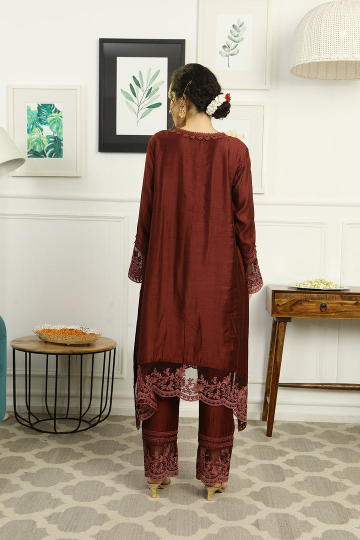 Luxe Classy Chanderi Coco Maternity & Nursing Kurta + Bump Band Bottom + Dupatta (3 Pc) momzjoy.com