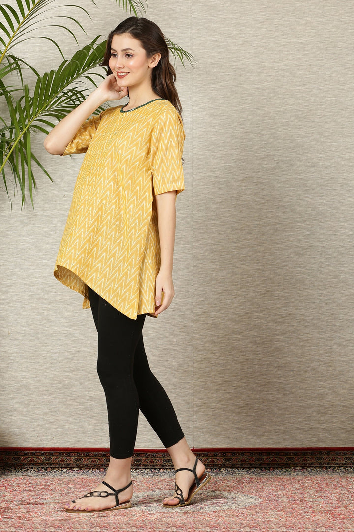 Lovable Marigold Ikat Maternity & Nursing Top (100% Cotton) MOMZJOY.COM